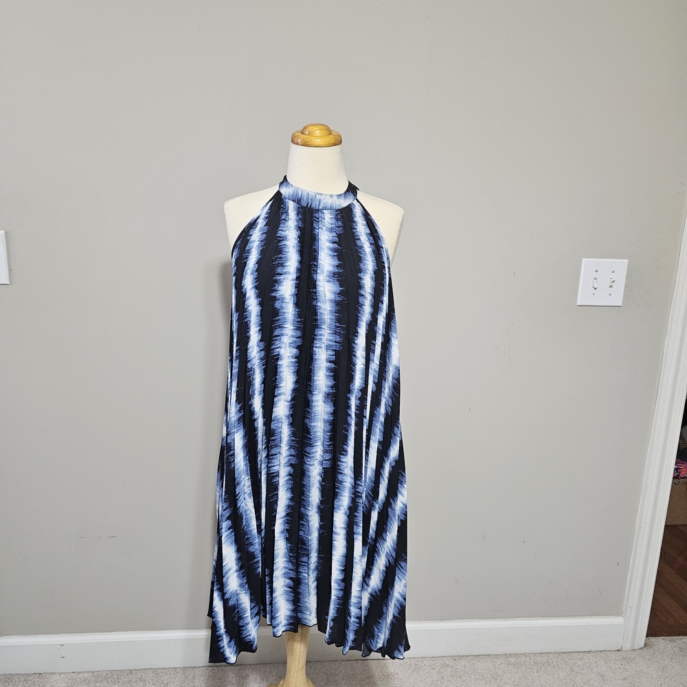 Kaari Blue NWT Tie Dye Halter Swing Dress Open Back XL
